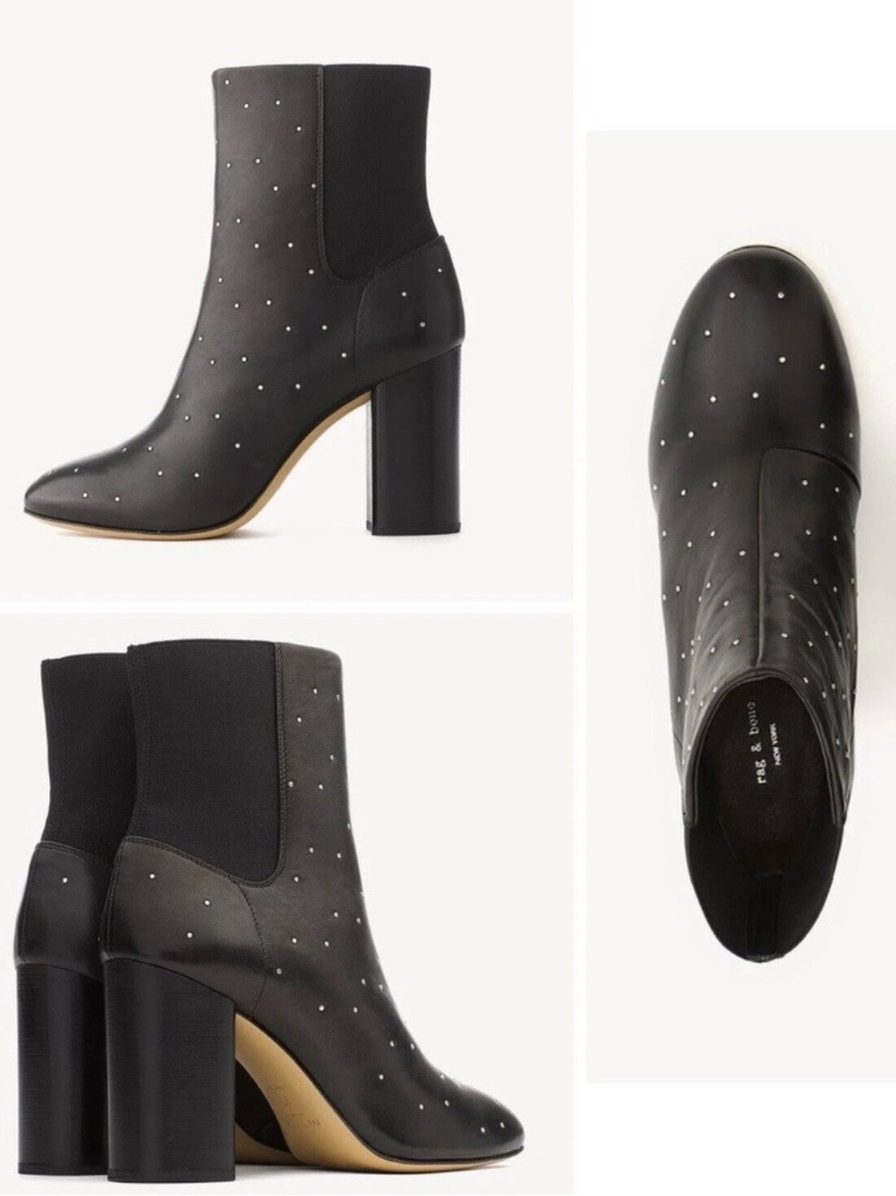 rag & bone Agnes Black Studded Leather Ankle Boots